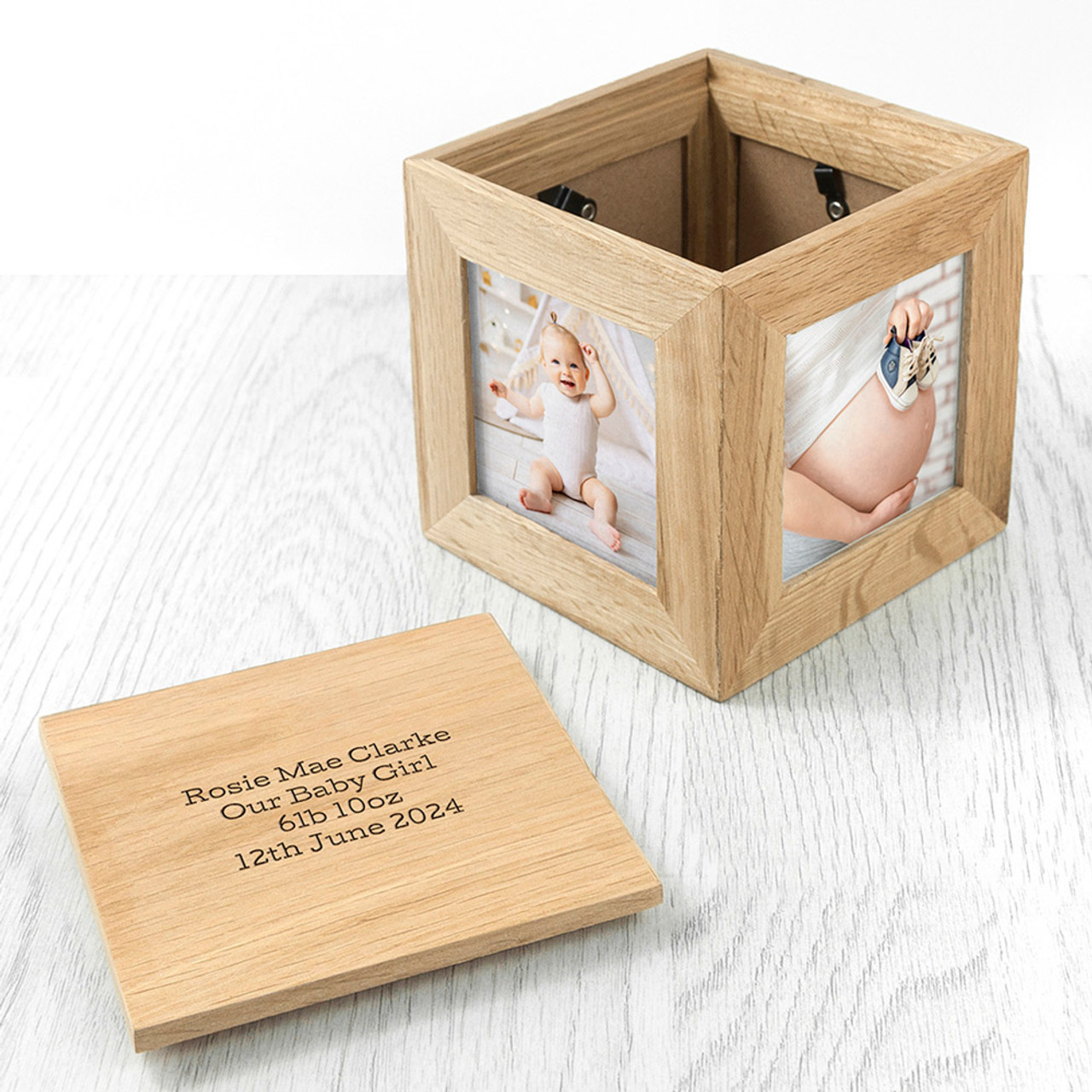 Personalised Oak Photo Frame Keepsake Box