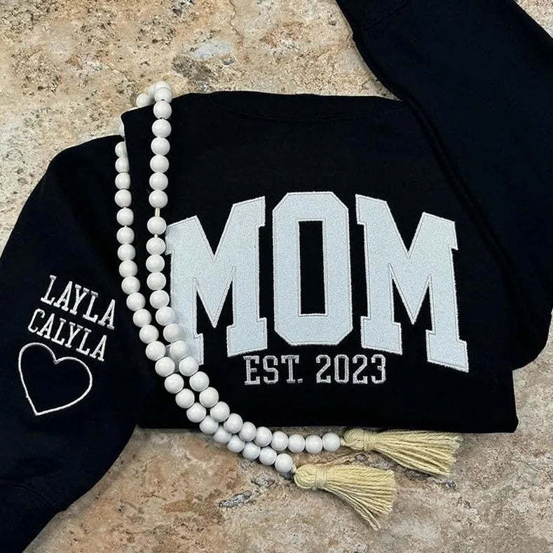 Custom Embroidered Glitter Vinyl MAMA Sweatshirt-Gift For Mum & Grandma Mother's Day Gifts - soufeelus