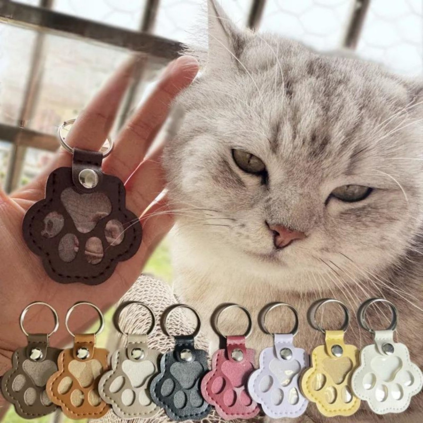 Custom Text Pet Hair Storage Keychain Dog Paw Keychain Leather Keychain Gift for Pet Lovers