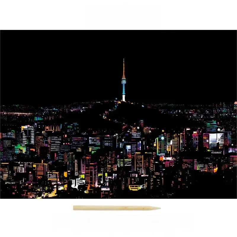 Colorful City Night Scene Scratch Painting Scratch Handmade Scratch Painting DIY Creative Handmade Painting