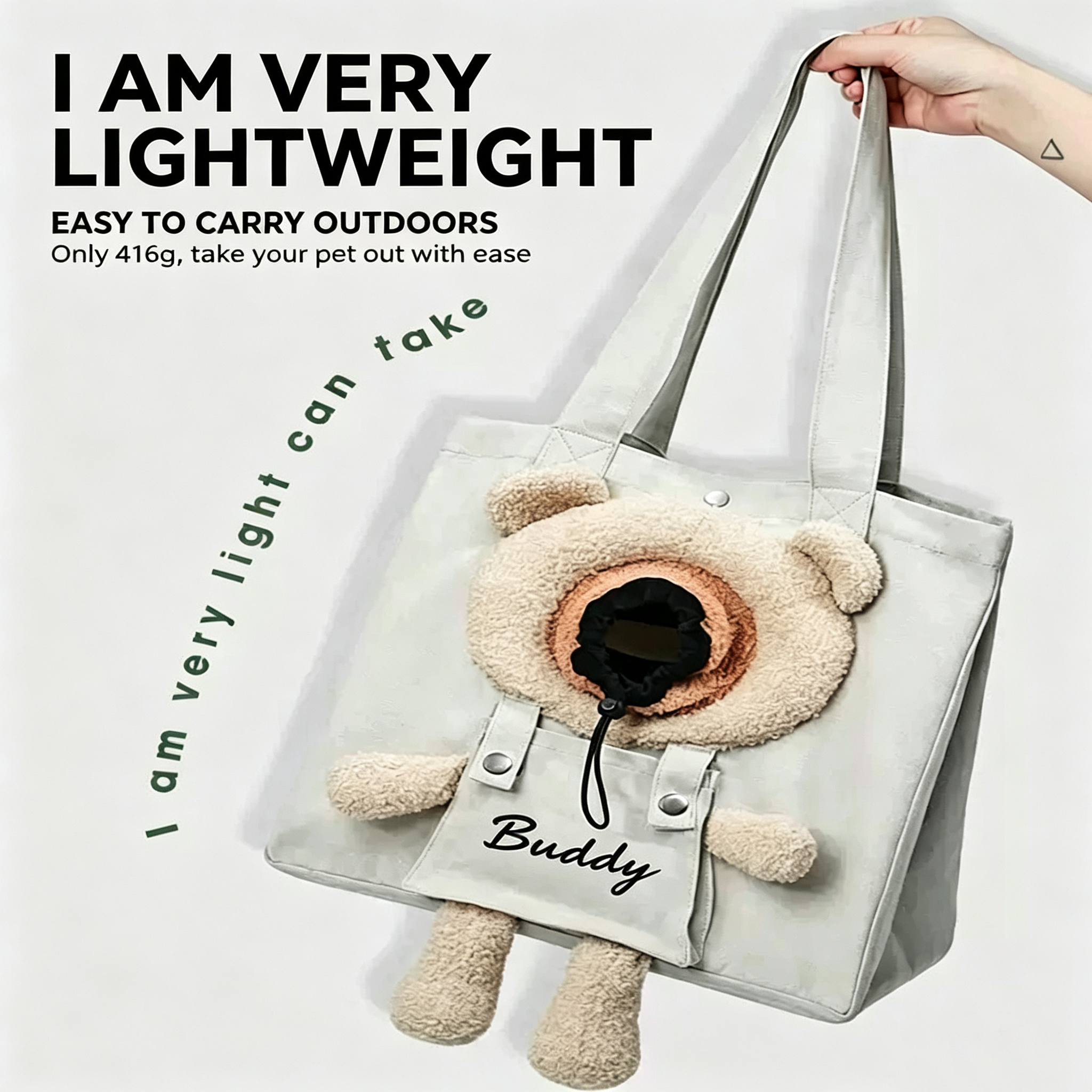 Custom Pet Carrier Sling Bag – Breathable Canvas Crossbody Shoulder Bag for Small Dogs, Cats & Puppies with Safety Strap