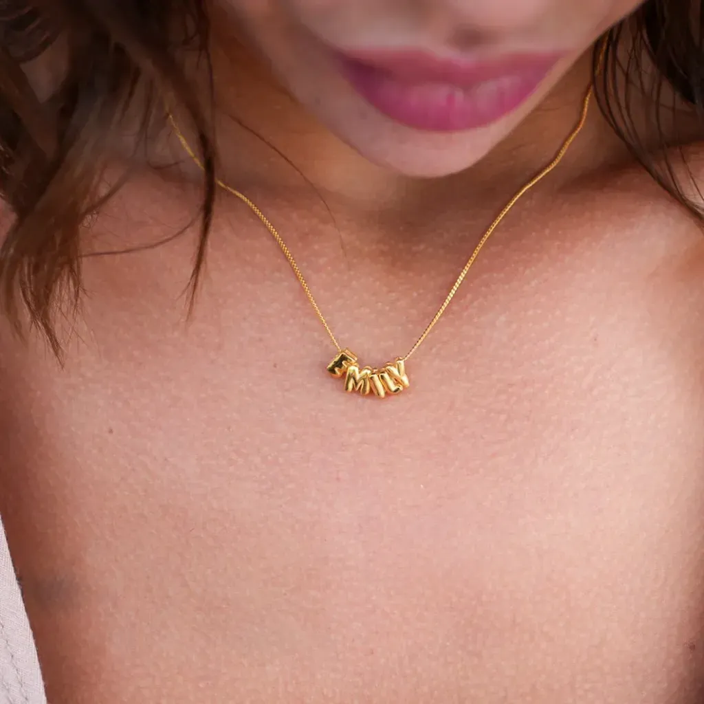 Bubble Letters Name Necklace