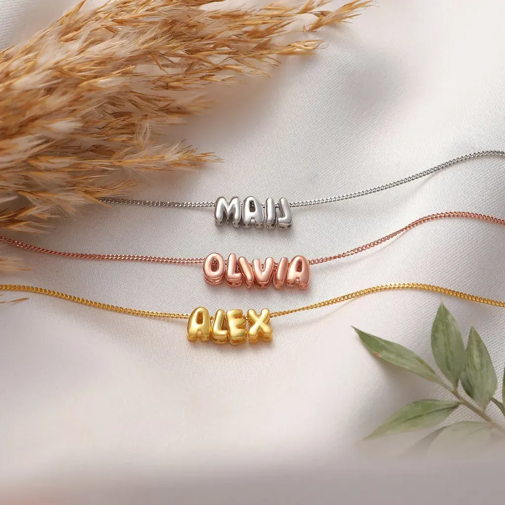 Bubble Letters Name Necklace