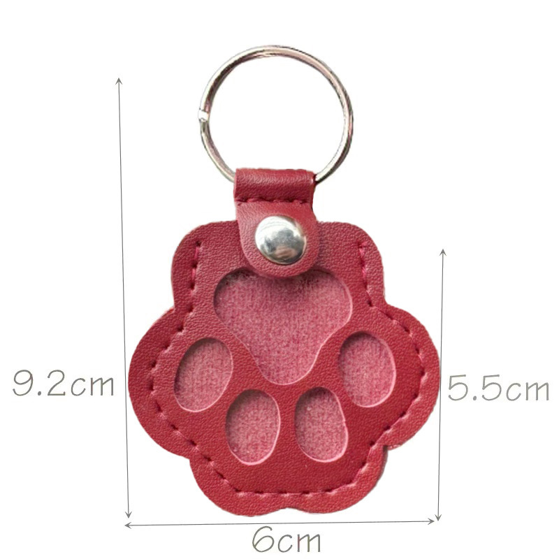 Custom Text Pet Hair Storage Keychain Dog Paw Keychain Leather Keychain Gift for Pet Lovers