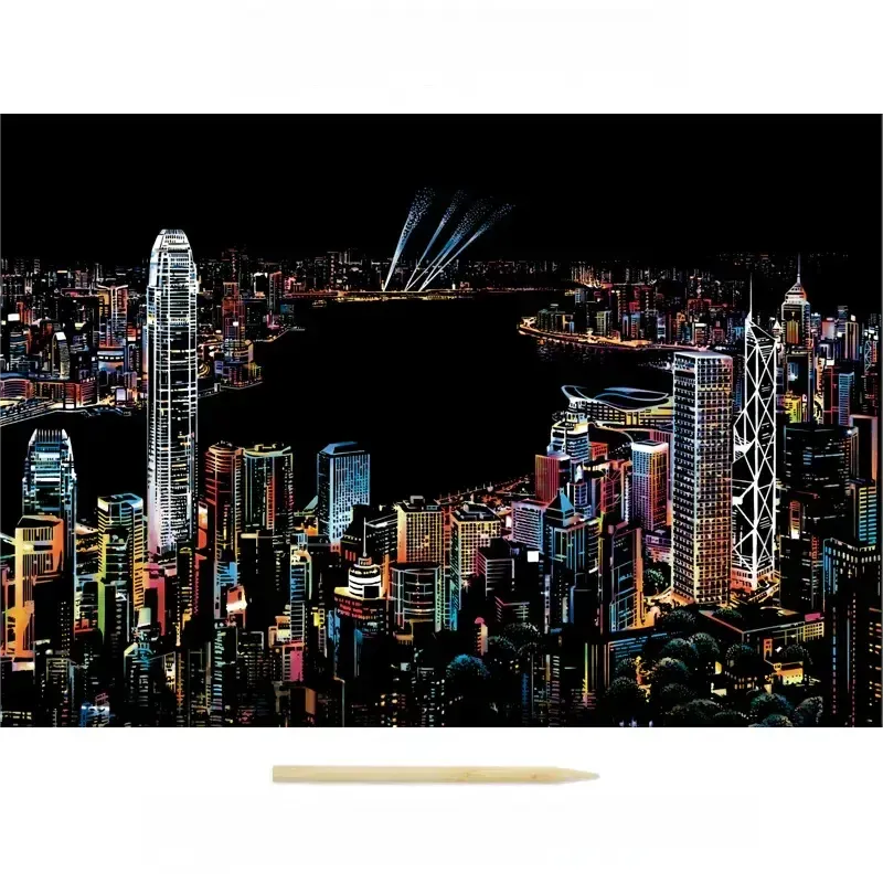 Colorful City Night Scene Scratch Painting Scratch Handmade Scratch Painting DIY Creative Handmade Painting