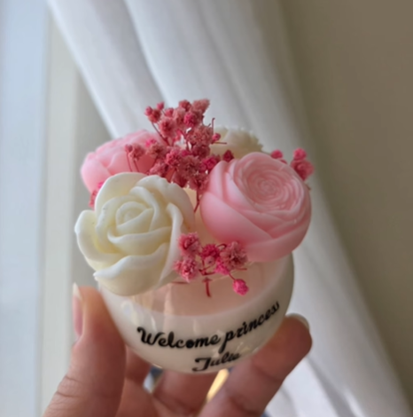 Customizable Name Candle Flower Aromatherapy Cup Mother's Day Gift Wedding Gift