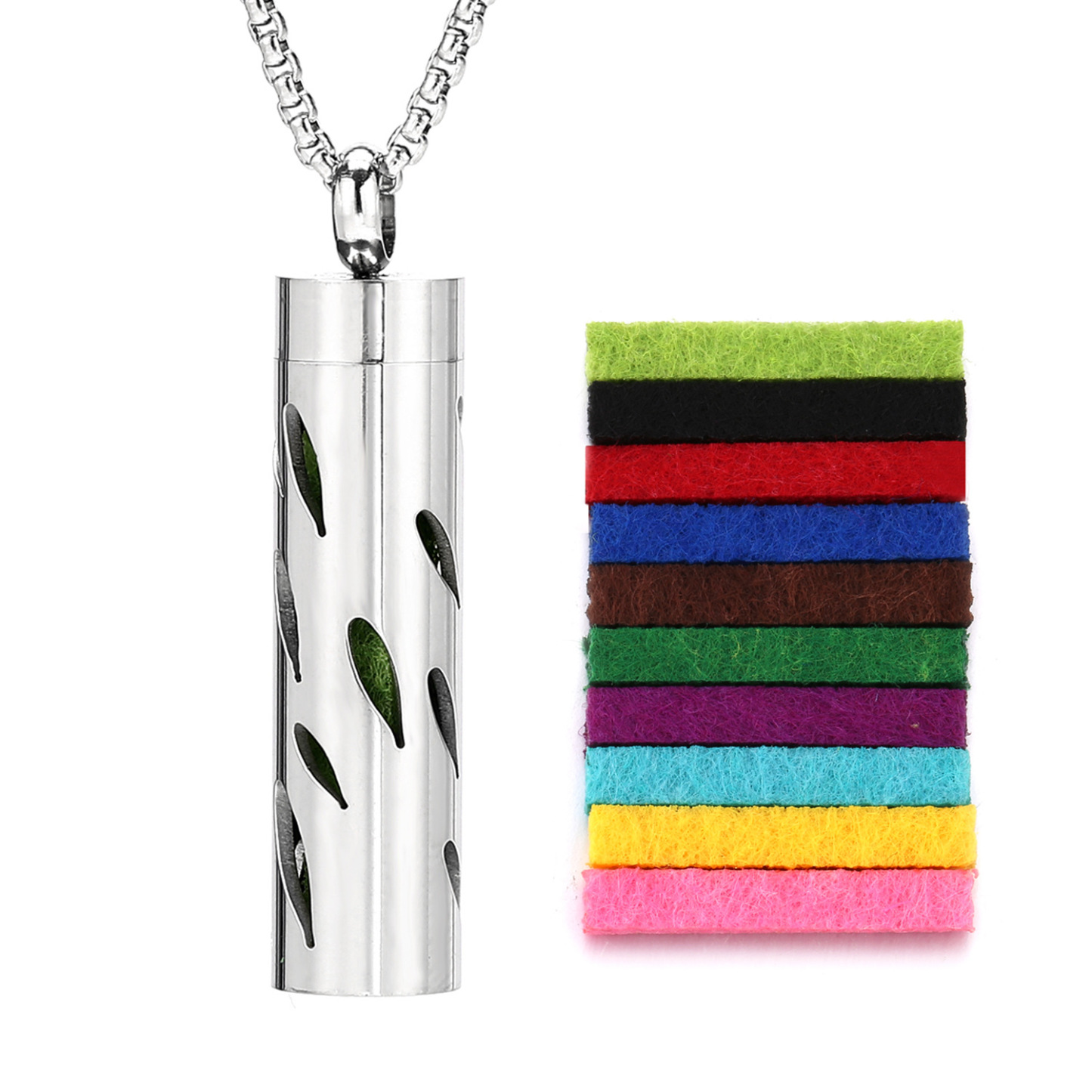 Perfume Diffuser Necklace Essential Oil Aromatherapy Stainless Steel Necklace Vertical Fragrance Pendant Necklace