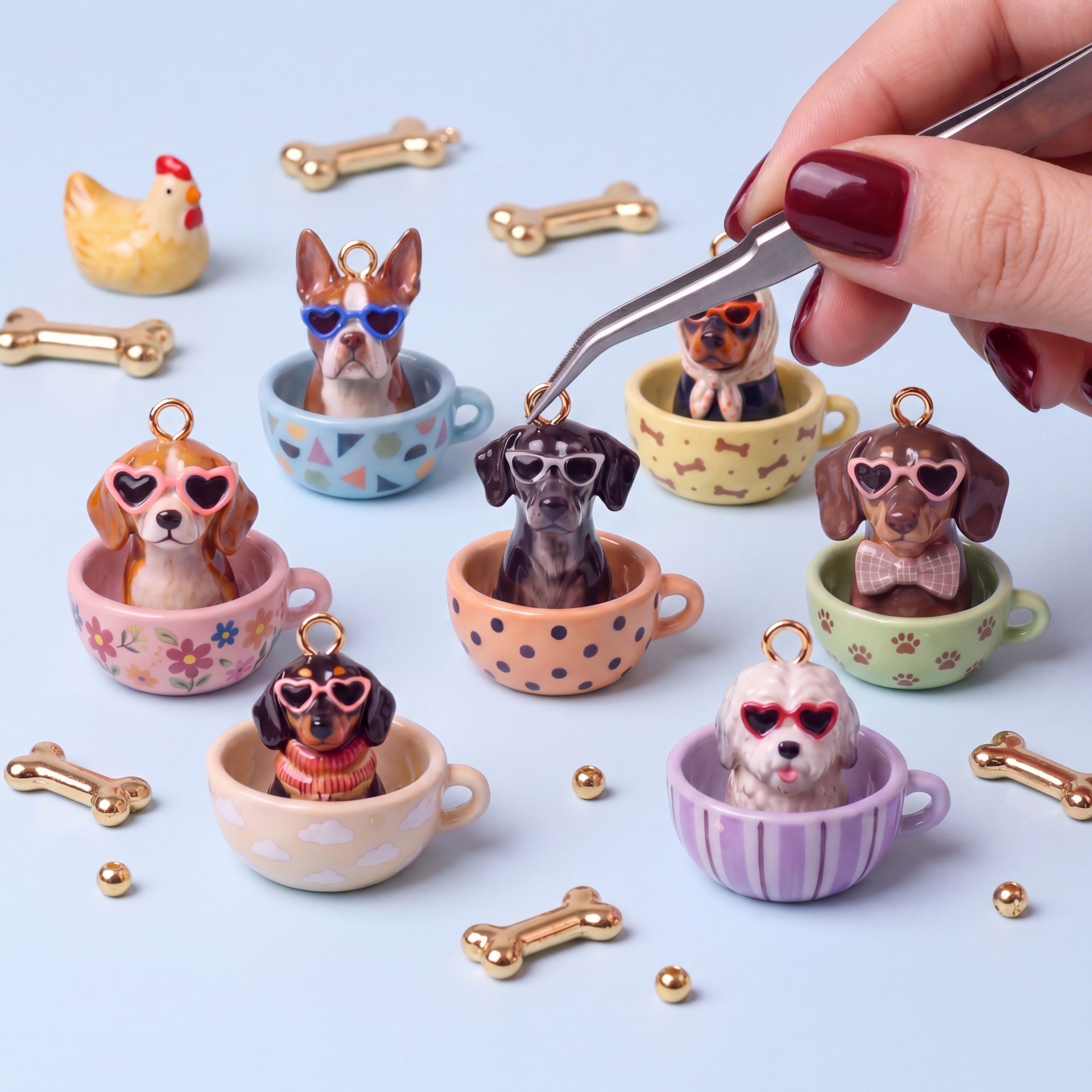 Cute Teacup Puppy Charm Pendant – Adorable Animal DIY Charm for Necklaces, Bracelets & Keychains 商品缩略图