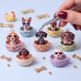 Cute Teacup Puppy Charm Pendant – Adorable Animal DIY Charm for Necklaces, Bracelets & Keychains