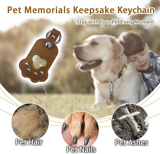 Dog Cat Paw Shaped Keychain Pet Memorial Gift Keyring Full Grain Leather Handmade Key Holder with Photo Frame