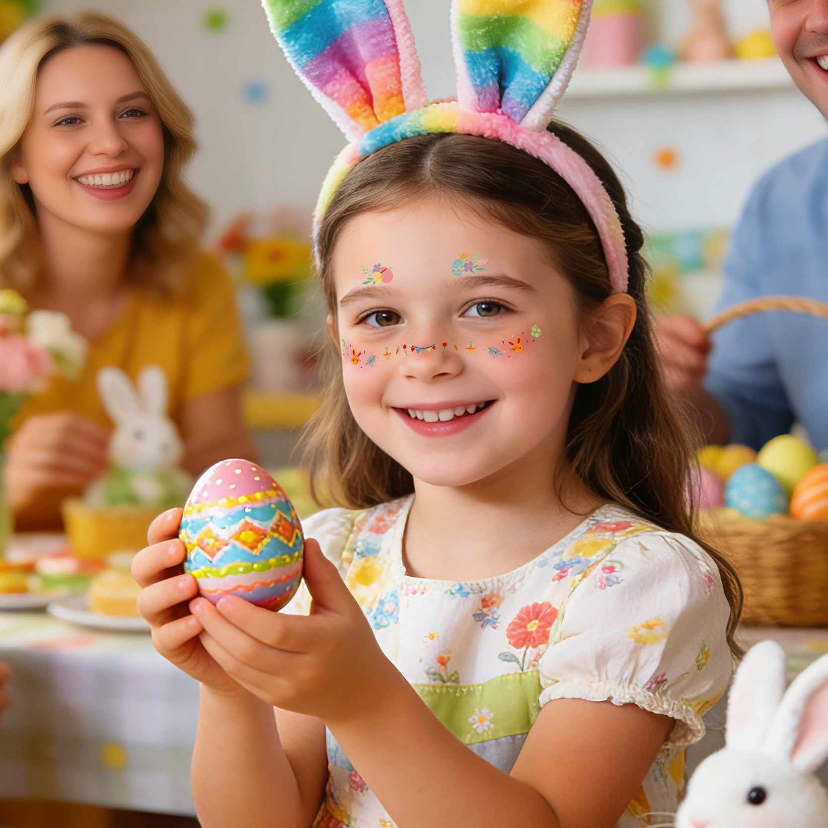 Easter Makeup Tattoo Stickers Easter Eggs Party Masquerade Event Face Stickers Waterproof