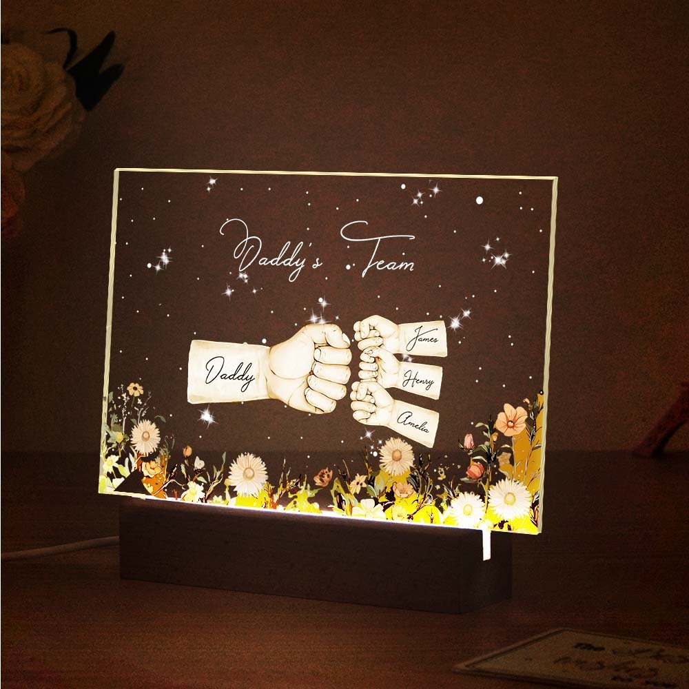 Personalized Name Fists Custom Name Night Light Best Gifts for Dad Father's Day
