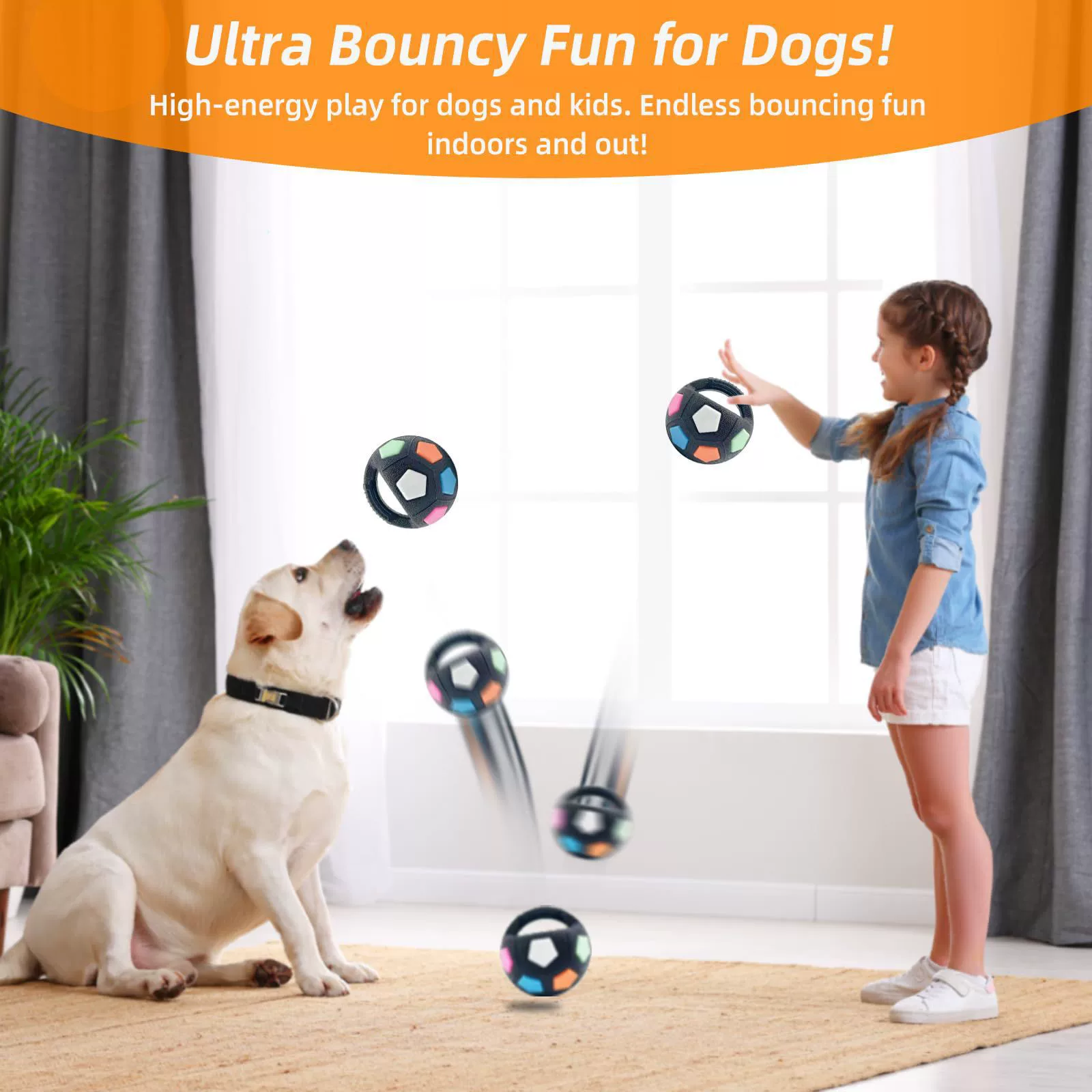 Interactive Soccer Dog Toy with Built-in Grab Handles – Ultra-Durable Rubber Fetch Ball for Training, Exercise, and Aggressive Chewers
