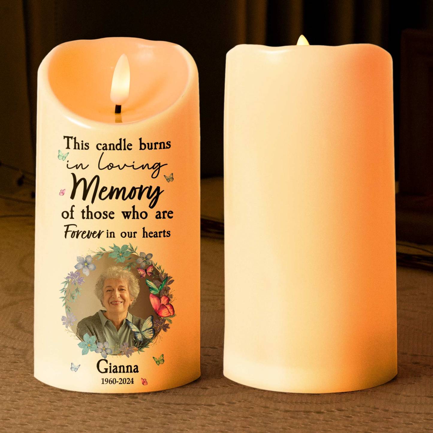 Personalized Photo LED Candle This Candle Burns In Loving Memory Memorial Gift for Grandma