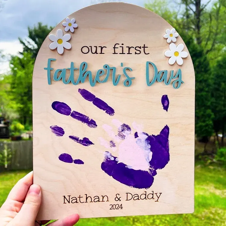 DIY craft our first Father's Day Handprint/footprint keepsake sign