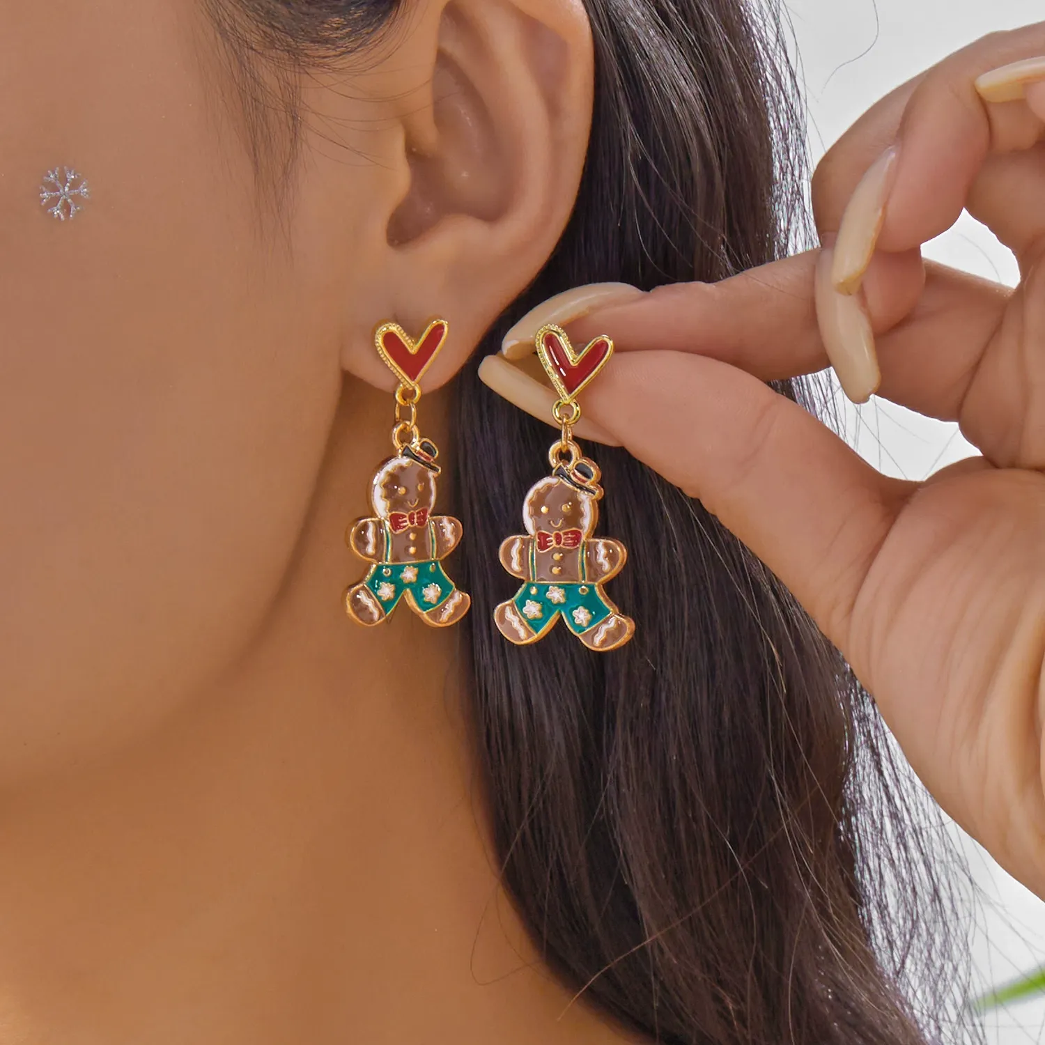 Personalized Cartoon Santa Claus Earrings Snowman Gingerbread Man Flower Wreath Earrings Christmas Jewelry Gifts