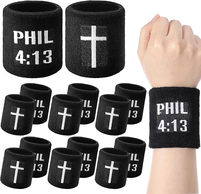 6 Pair Faith Cross Drip Wristband Baseball Drip Baseball Accessories Cross Sports Wristband Absorbent Sweat Band Athletic Christian Faith for Sports Basketball Football Gym Workout