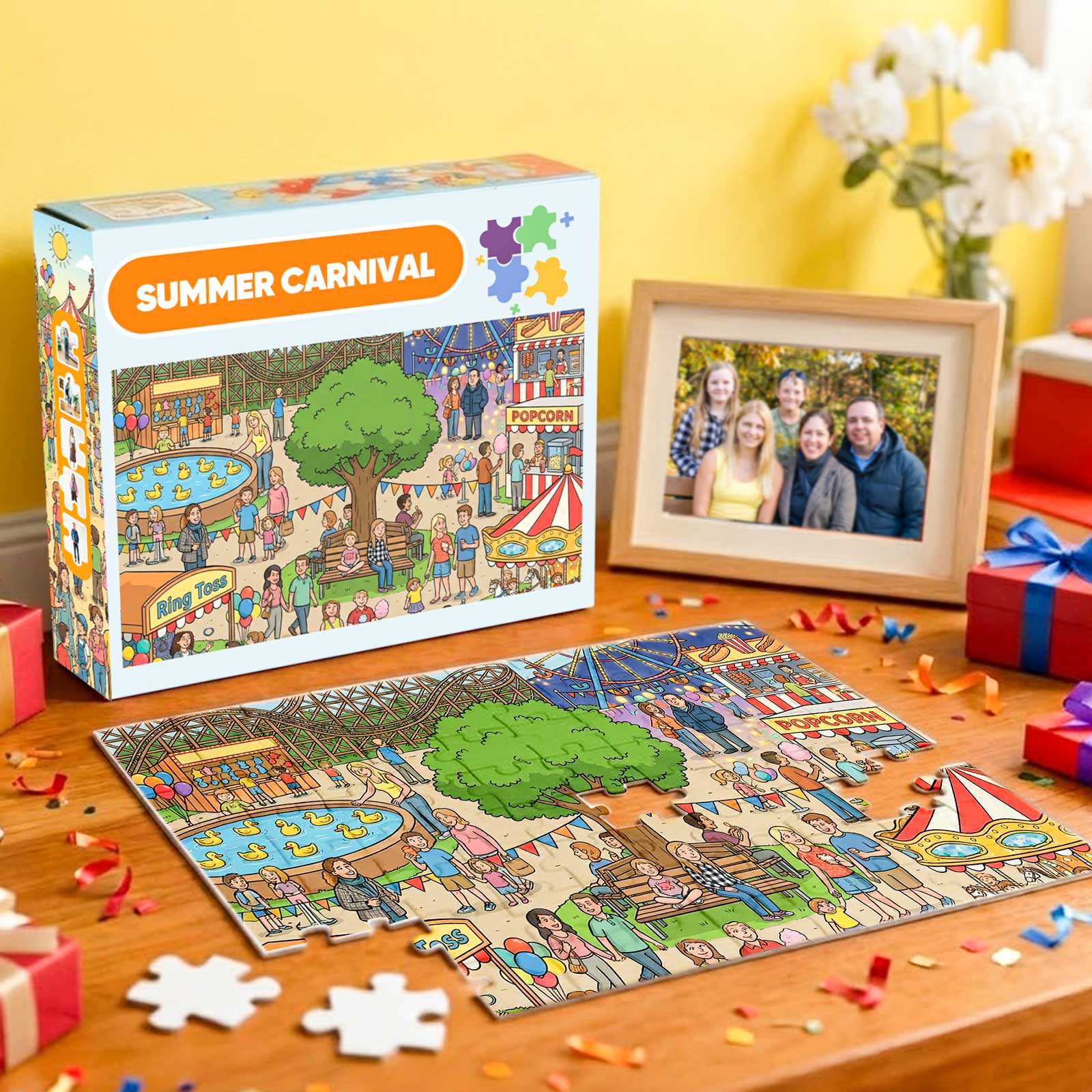 Personalized Wimmelbilder Puzzles Custom Cartoon Crowd Illustration Photo Puzzle Find Yourself in the Crowd Unique Gift for Family for Him or Her