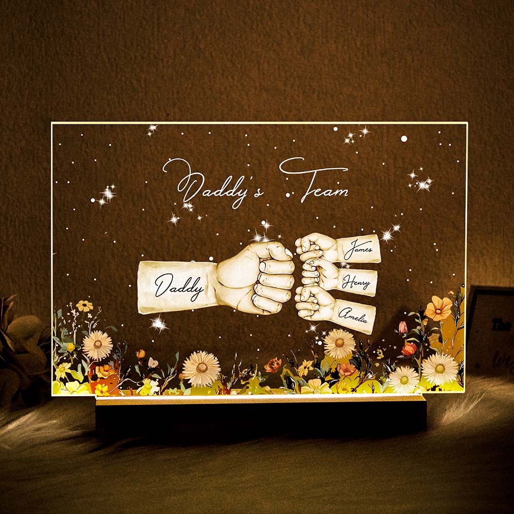 Personalized Name Fists Custom Name Night Light Best Gifts for Dad Father's Day