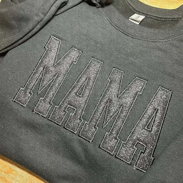 Custom Embroidered Glitter Vinyl MAMA Sweatshirt-Gift For Mum & Grandma Mother's Day Gifts - soufeelus