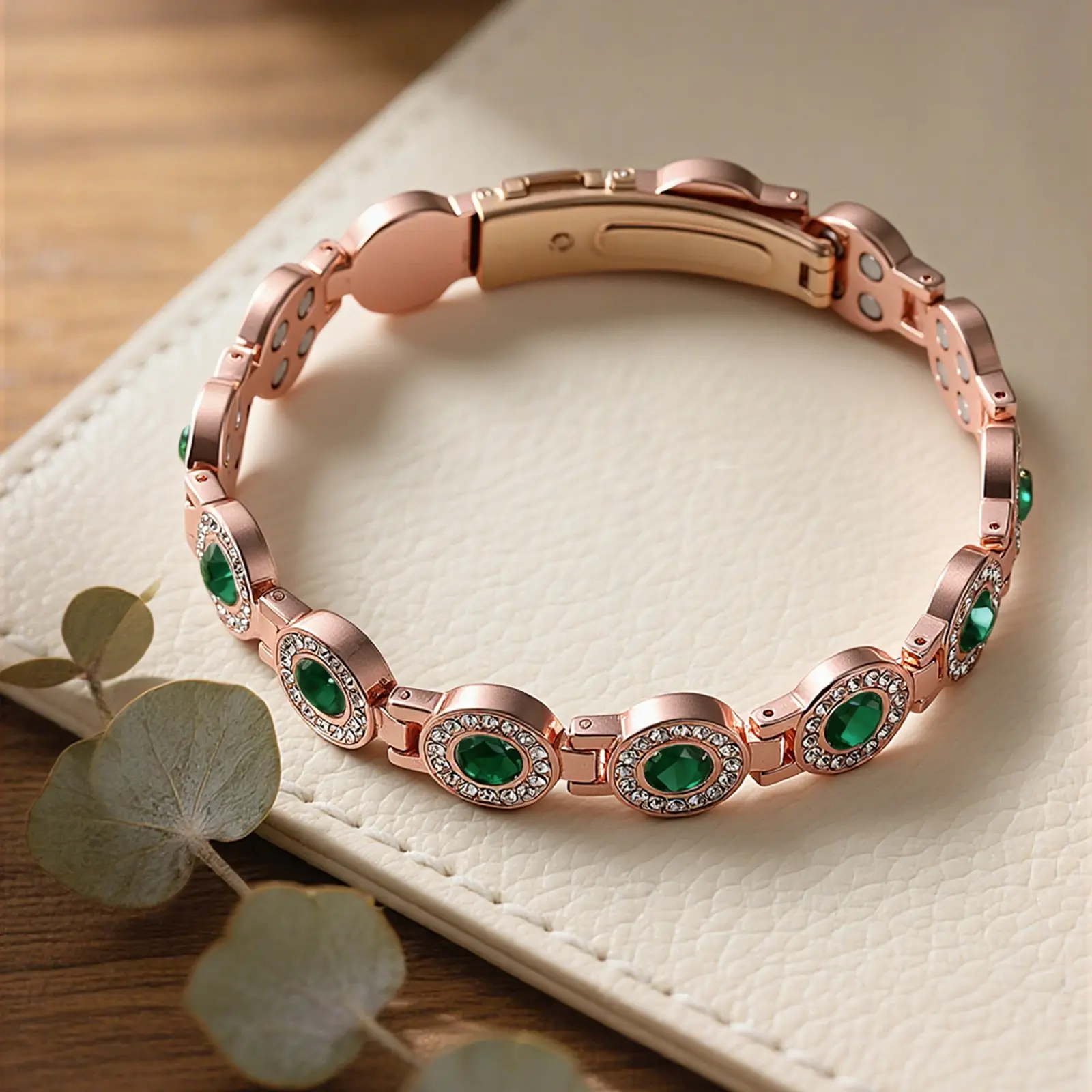 4X Strength Magnetic Copper Bracelet for Women-Updated 3800 Gauss Magnets-Adjustable Length with Secure Clasp-Premium Multi-Facet Crystal Inlays