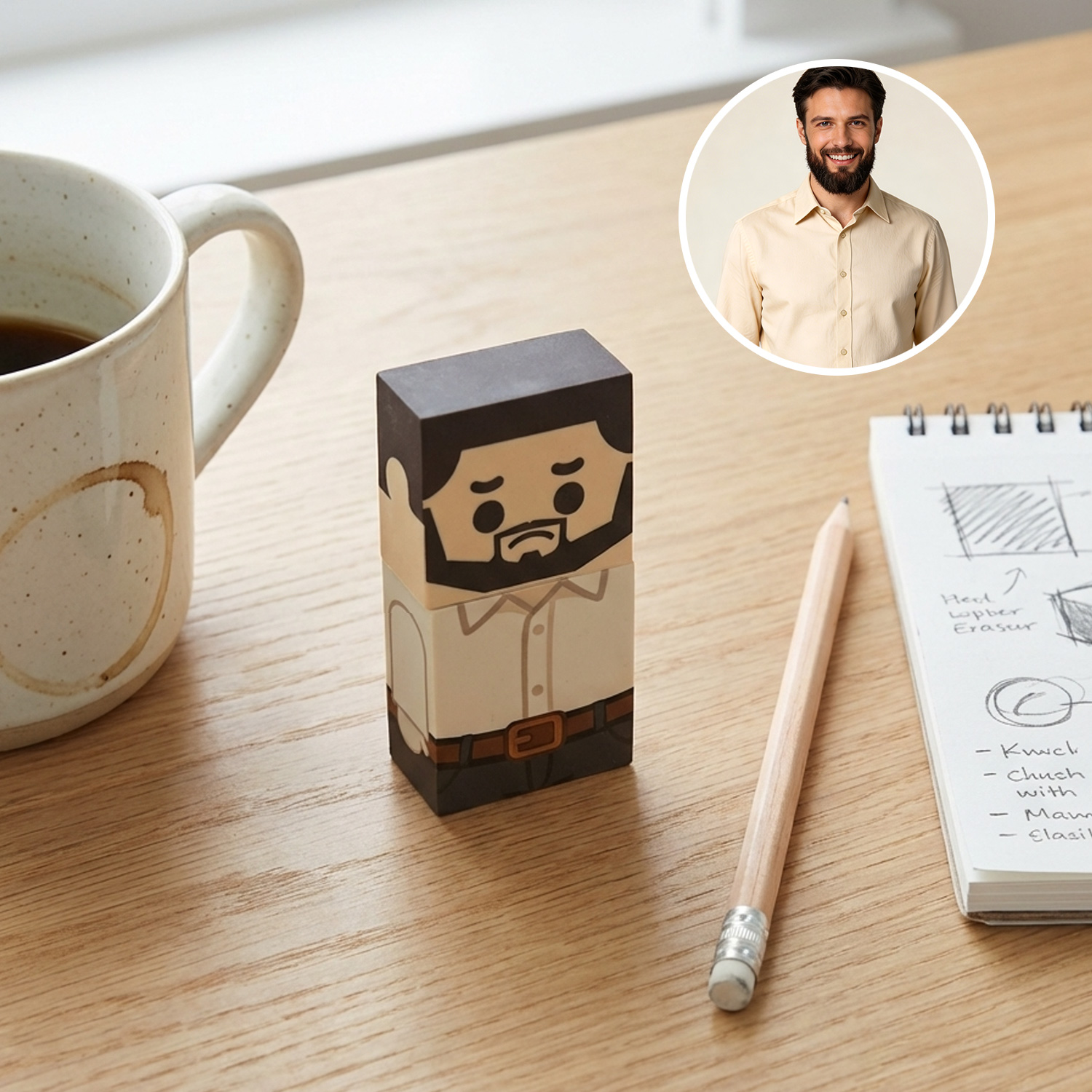 Custom Photo Funny Bald Head Eraser Personalized Photo Character Eraser Cute Novelty Gift for Kids for Family