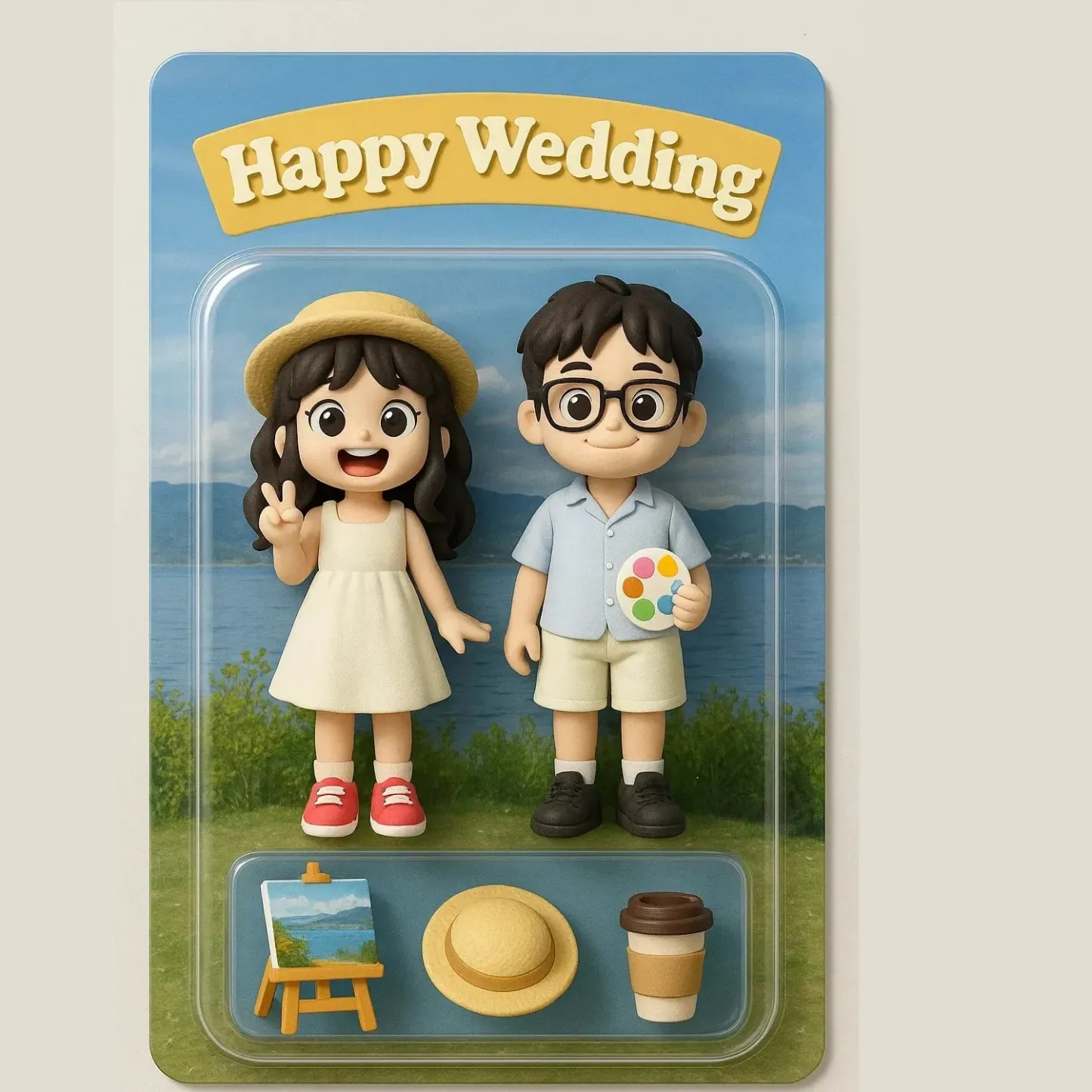 Custom 3D Effect Action Figure Pack Packaging Toy Box Style Art Gift Personalized Acrylic Fridge Magnets Couple's Gifts Wedding Gifts - soufeelus