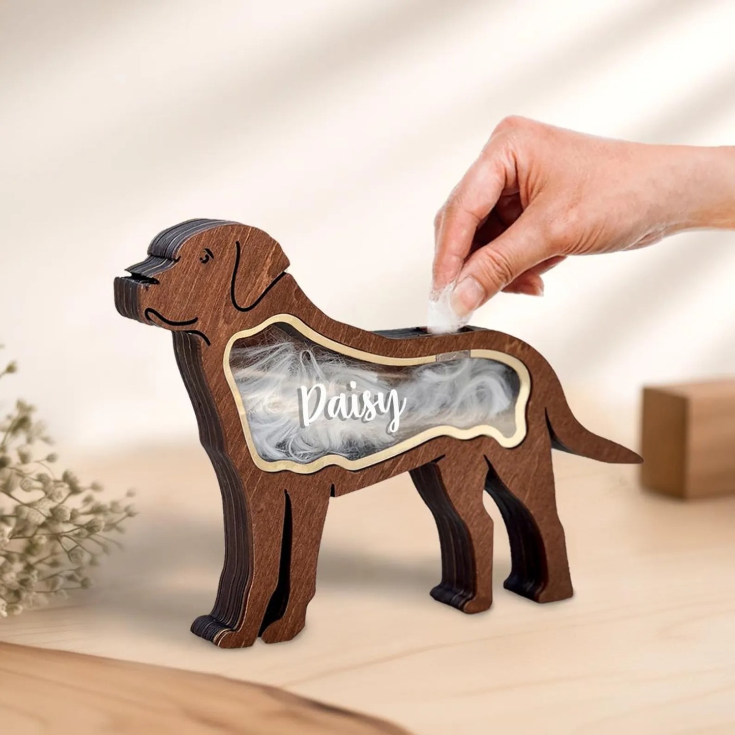Custom Wooden Pet Hair Storage Box Pet Memorial Box Hair Collection for Pet