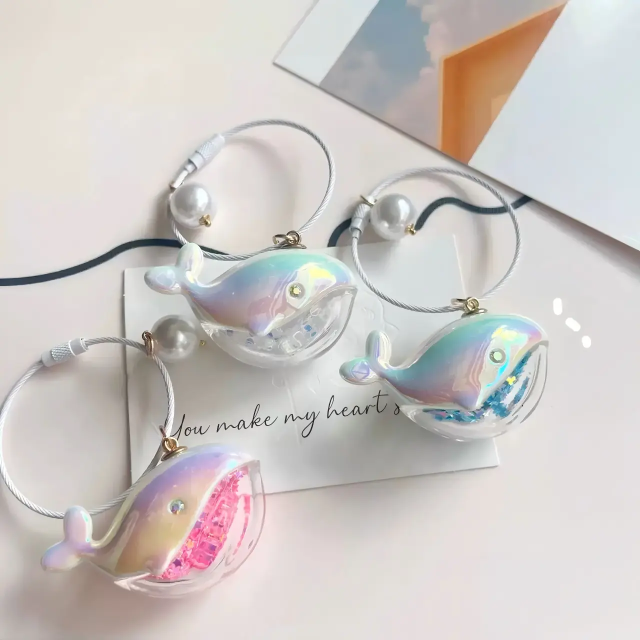 Creative Whale Shaped Keychain Fun Backpack Charm Gift for Friends 商品缩略图
