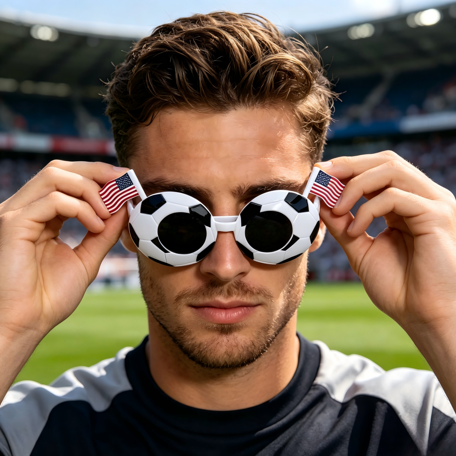 Soccer Pattern Glasses with National Flag Design Football Fan Party Sunglasses Spectator Accessories Gift for Football Fans