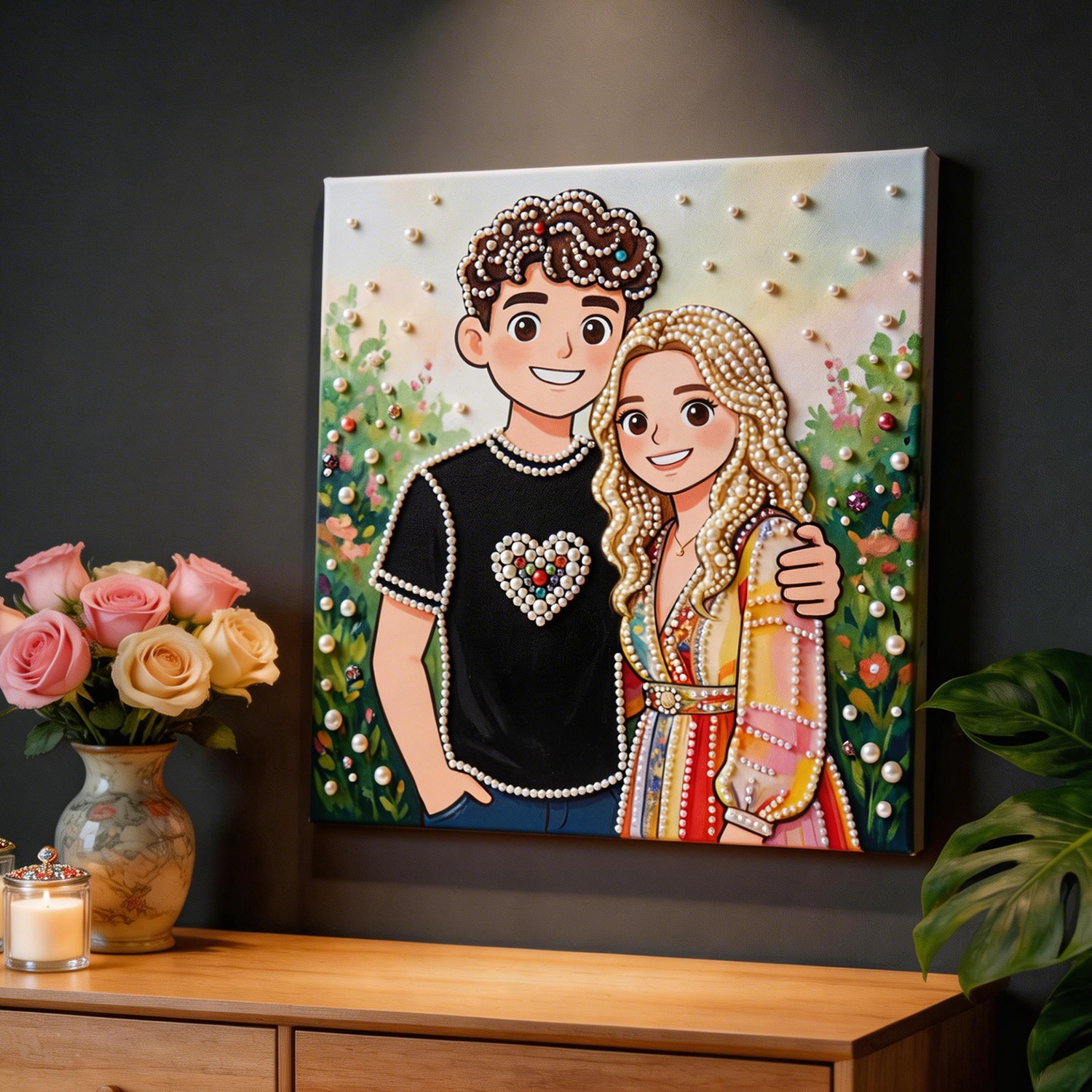 Custom Photo DIY Pearl Painting Kit with Beginner-Friendly Craft Set and Frame Personalized Beads Art Romantic Gift for Couples for Girlfriend or Wife