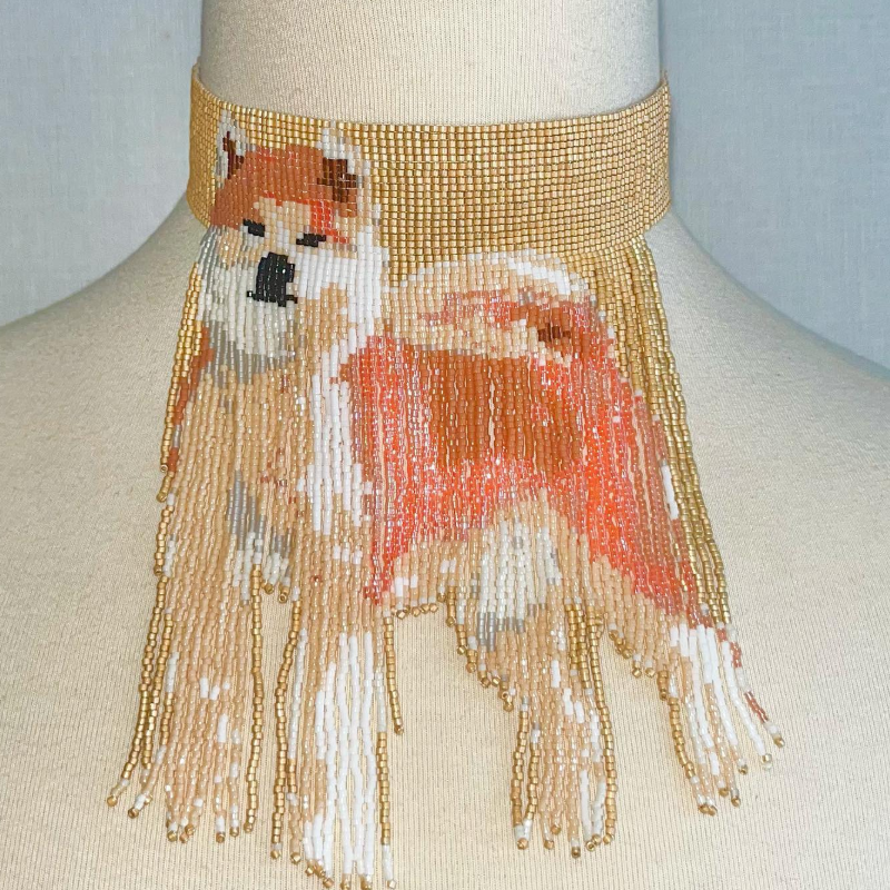 Custom Pet Photo Beaded Tassel Choker Necklace Personalized Handmade Fringe Jewelry Gift for Pet Lovers