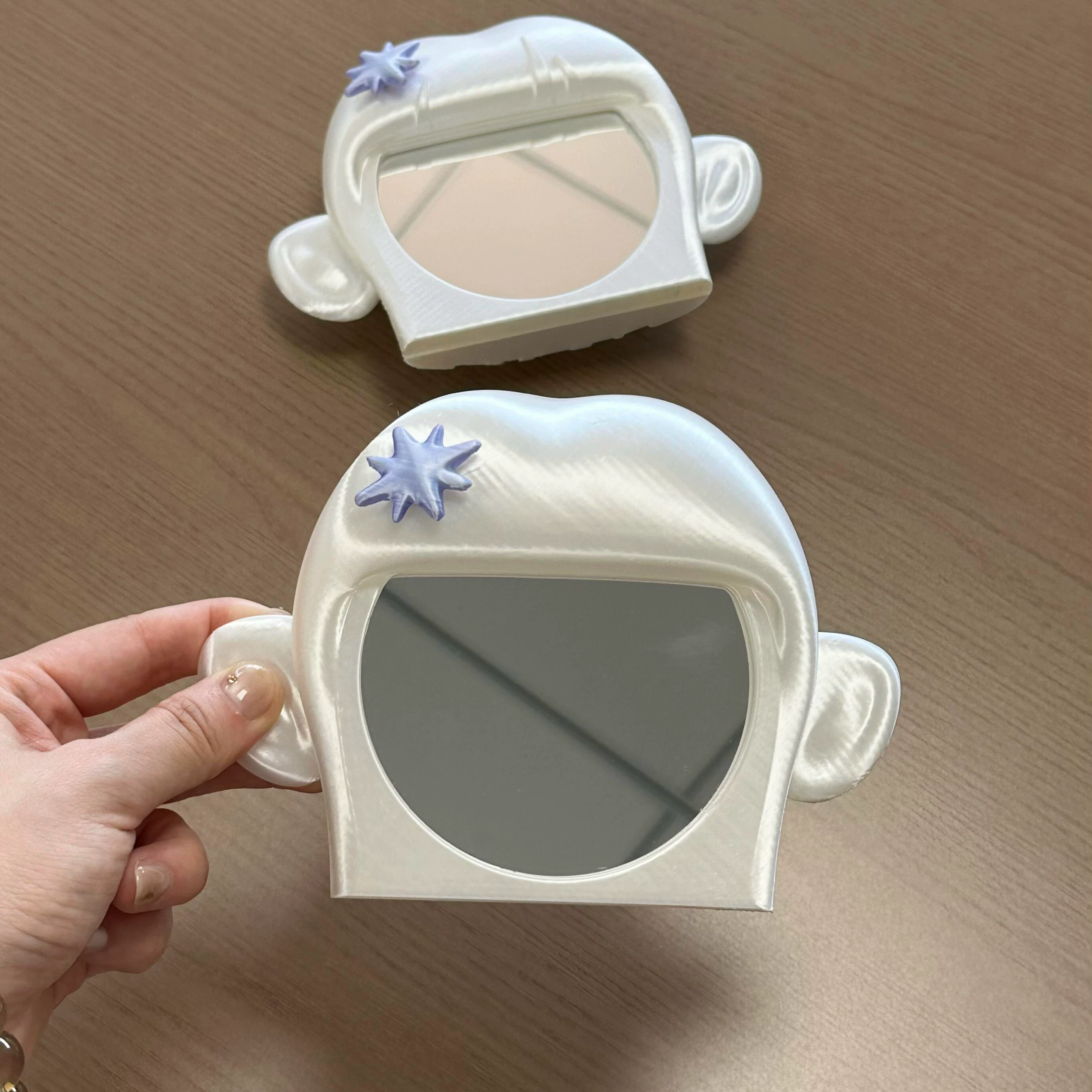 Custom Name 3D Printed Girl Face Hand Mirror - Personalized Name Cute Mini Makeup Mirror Unique Aesthetic Compact Mirror Gift for Her