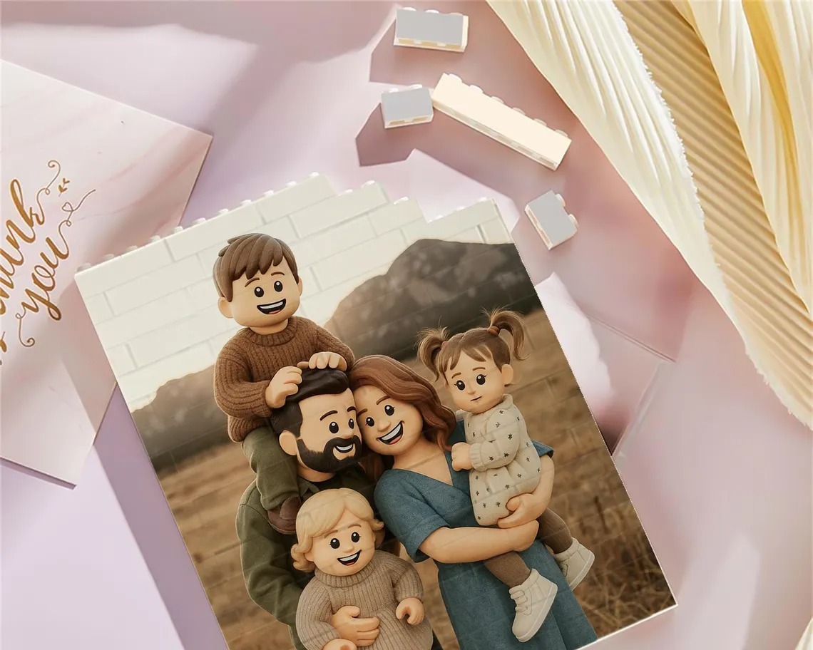 Custom Brick Figures Photo Block Unique Photo Gift for Dad Photo Building Block Gift for Husband