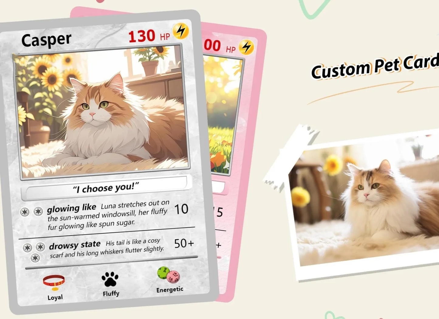 Custom Photo Cartoon Pet Battle Card