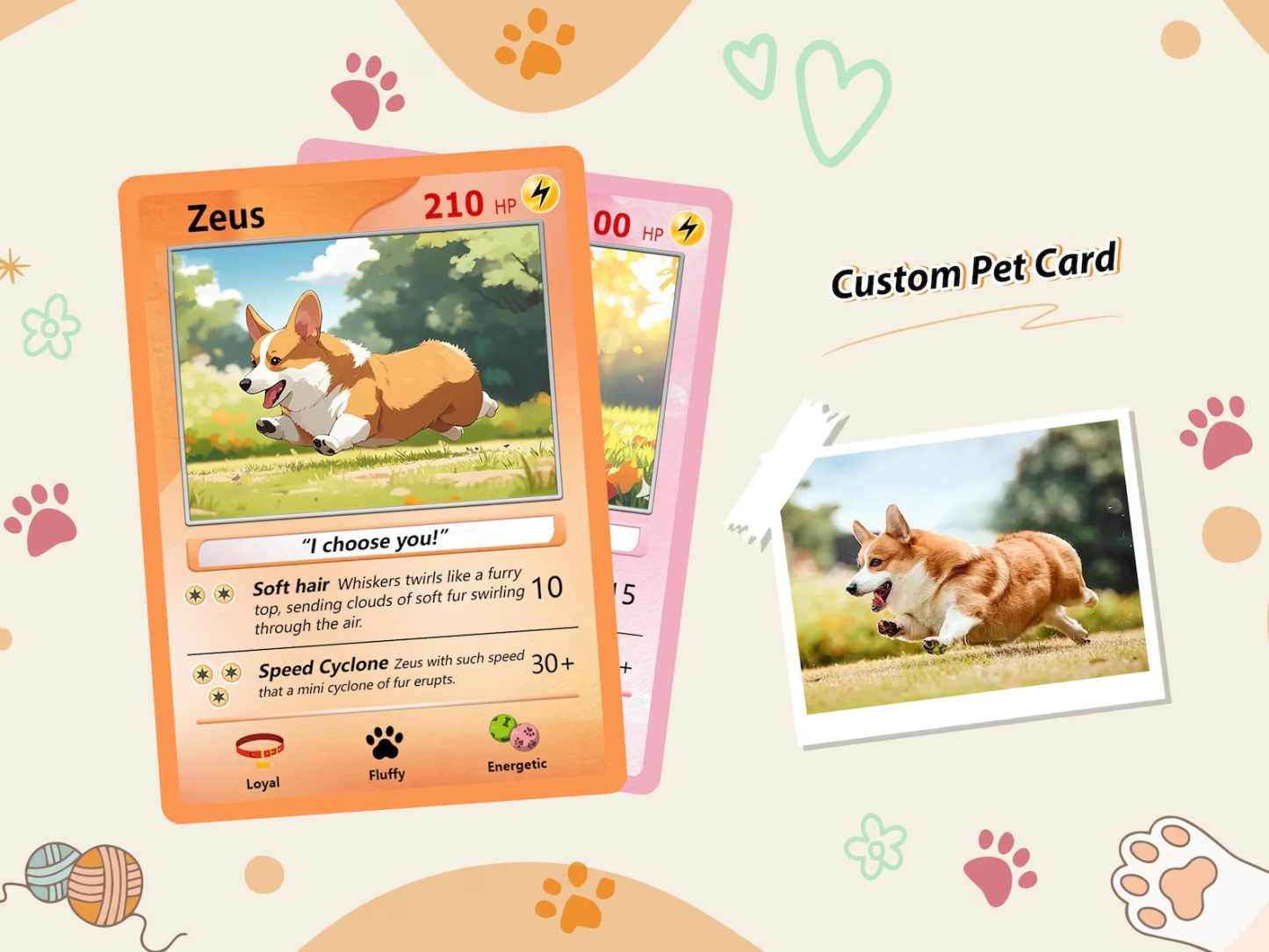 Custom Photo Cartoon Pet Battle Card
