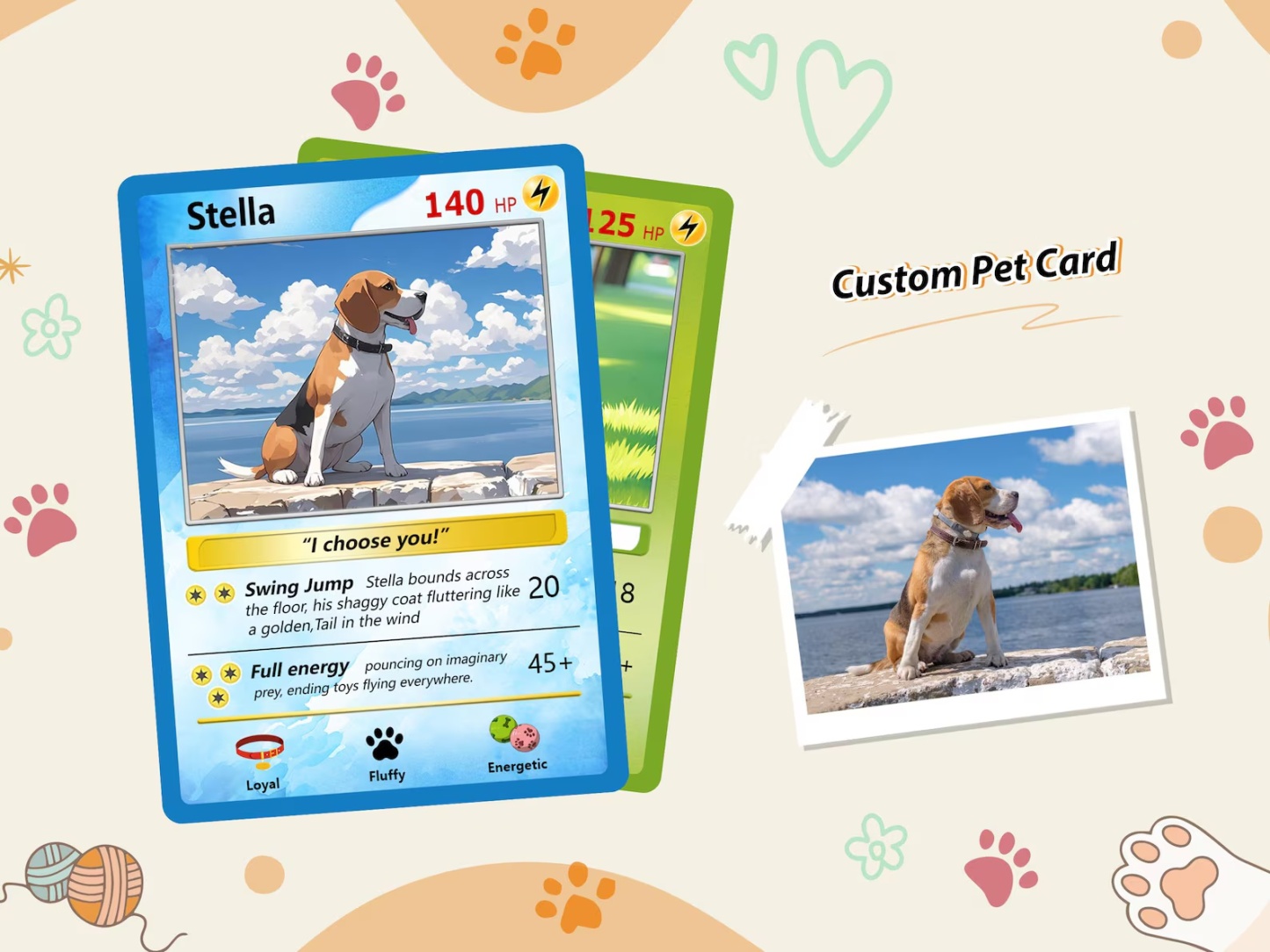 Custom Photo Cartoon Pet Battle Card
