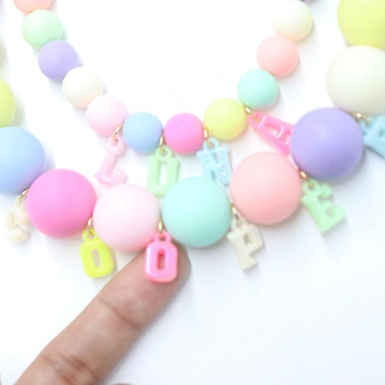 Custom name dog and cat necklace,rainbow bead girly dog collar,cute colorful kitty collar,pastel party dog necklace,birthday girl dog collar