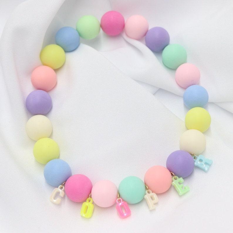 Custom name dog and cat necklace,rainbow bead girly dog collar,cute colorful kitty collar,pastel party dog necklace,birthday girl dog collar