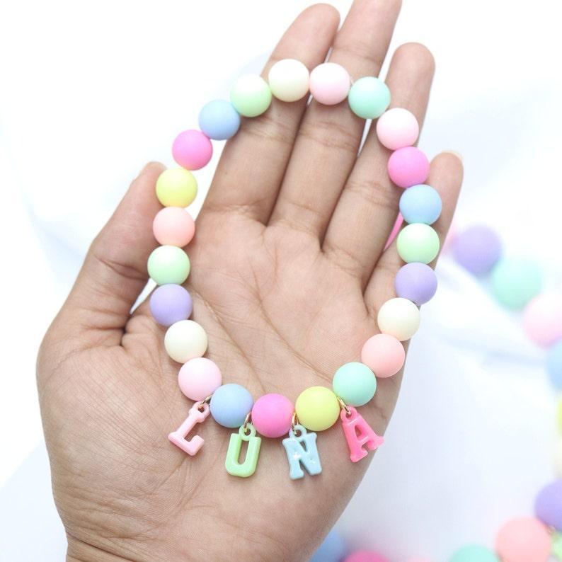Custom name dog and cat necklace,rainbow bead girly dog collar,cute colorful kitty collar,pastel party dog necklace,birthday girl dog collar