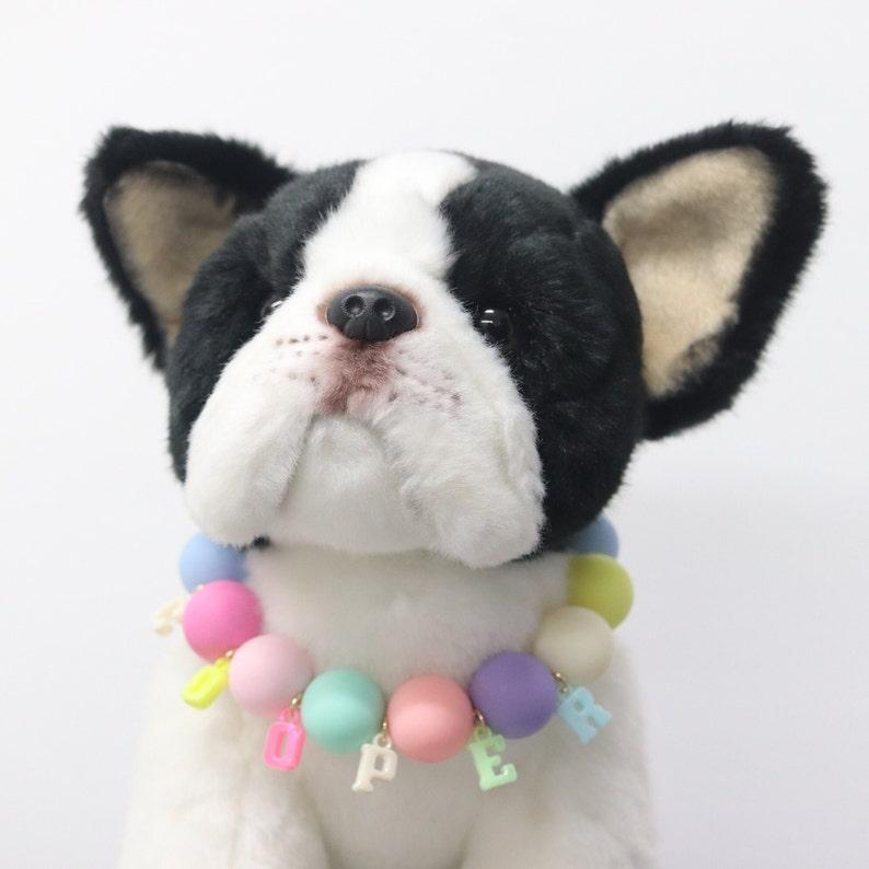 Custom name dog and cat necklace,rainbow bead girly dog collar,cute colorful kitty collar,pastel party dog necklace,birthday girl dog collar