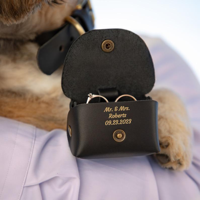 Dog Ring Bearer Pouch, Cream Pet Wedding Ring Pouch for Dog Best Man, Pink Engagment Ring Pouch for Dog, Proposal with dog ring box