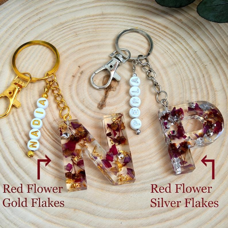 Personalized Name Bead Bag Charm Resin Letter Key Chain Initial Keyring Car Accessory Custom Purse Charm Diaper Bag Tag, Bridesmaid Gifts