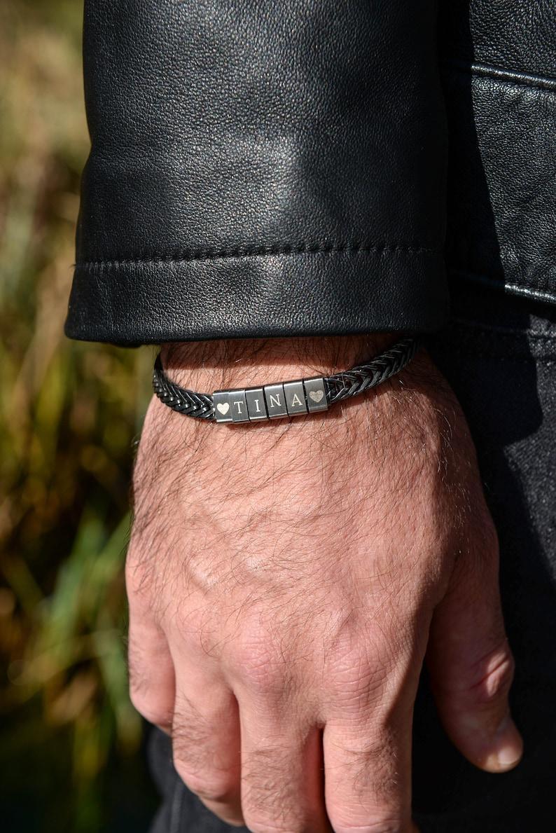 Personalized Kids Name Bracelet for Dad Engraved Gift for Father