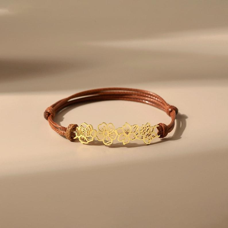Mom  Bracelet, Birth Flower Bracelet, Mother Gift Personalized, Jewelry For Mom, Mother Bracelet, Birth Flower Jewelry