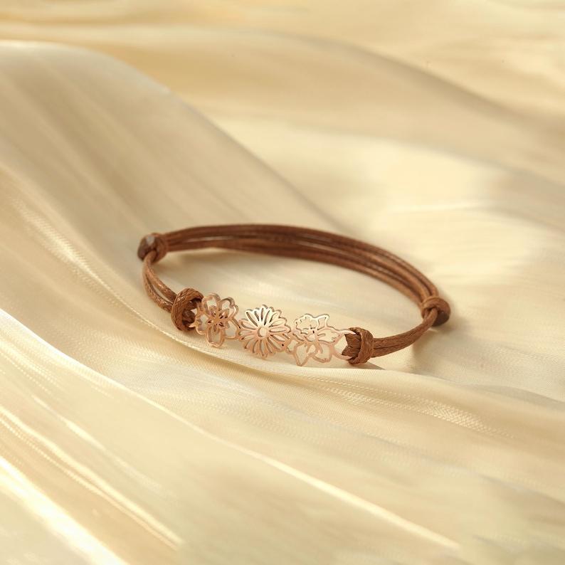 Mom  Bracelet, Birth Flower Bracelet, Mother Gift Personalized, Jewelry For Mom, Mother Bracelet, Birth Flower Jewelry