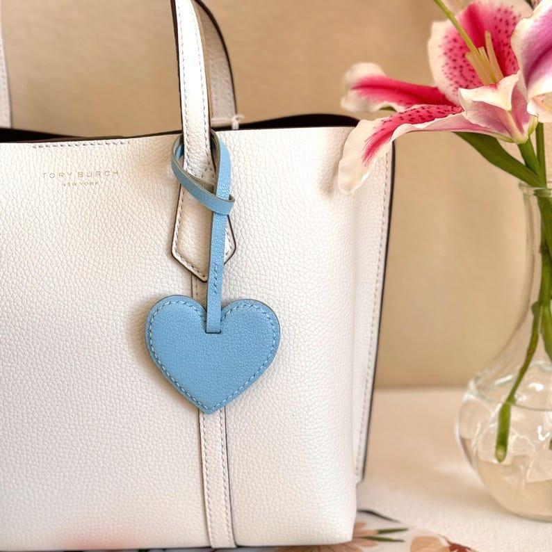 Personalized Genuine Leather Heart Bag Charm, Custom Purse Accessories, Cute Bag Charm, Gifts For Friends/Bridesmaids/Mom