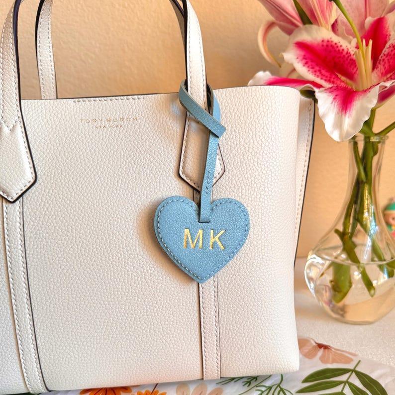 Personalized Genuine Leather Heart Bag Charm, Custom Purse Accessories, Cute Bag Charm, Gifts For Friends/Bridesmaids/Mom