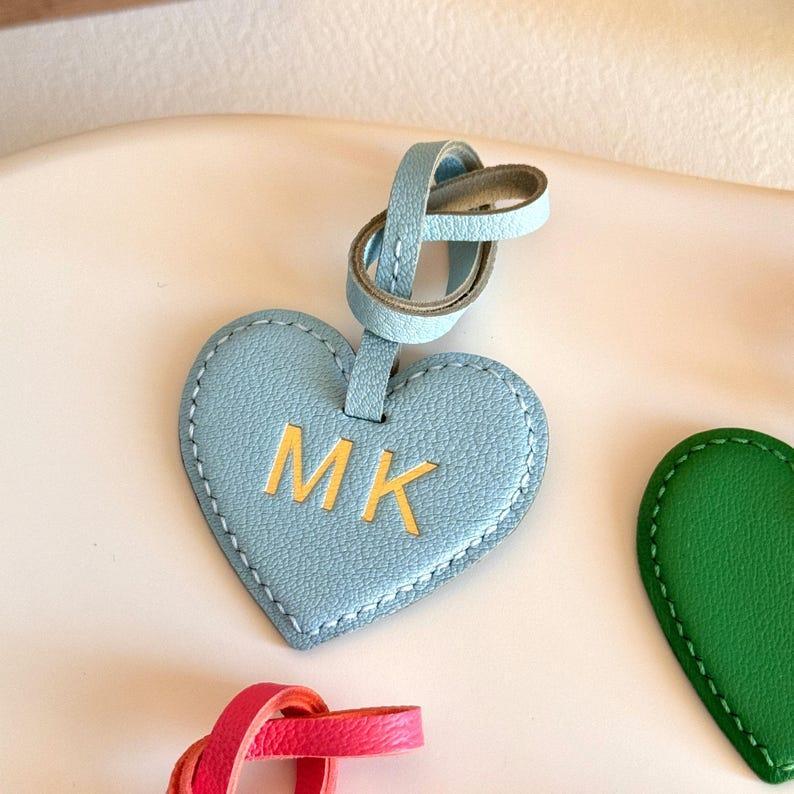 Personalized Genuine Leather Heart Bag Charm, Custom Purse Accessories, Cute Bag Charm, Gifts For Friends/Bridesmaids/Mom