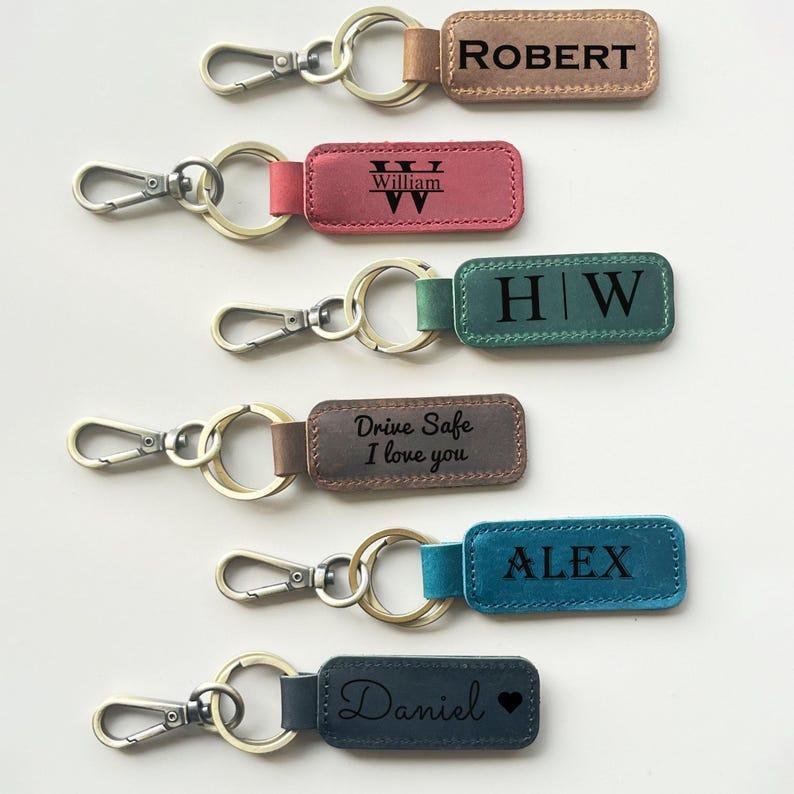 Engraved Leather Bag Charm Coordinates Keychain Longitude Latitude Keychain